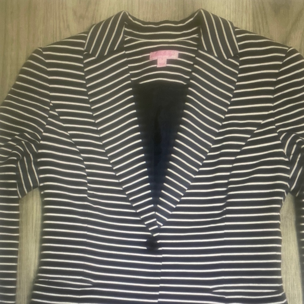 Lilly Pulitzer Navy White Striped Blazer Jacket Women’s Size Small Casual Office